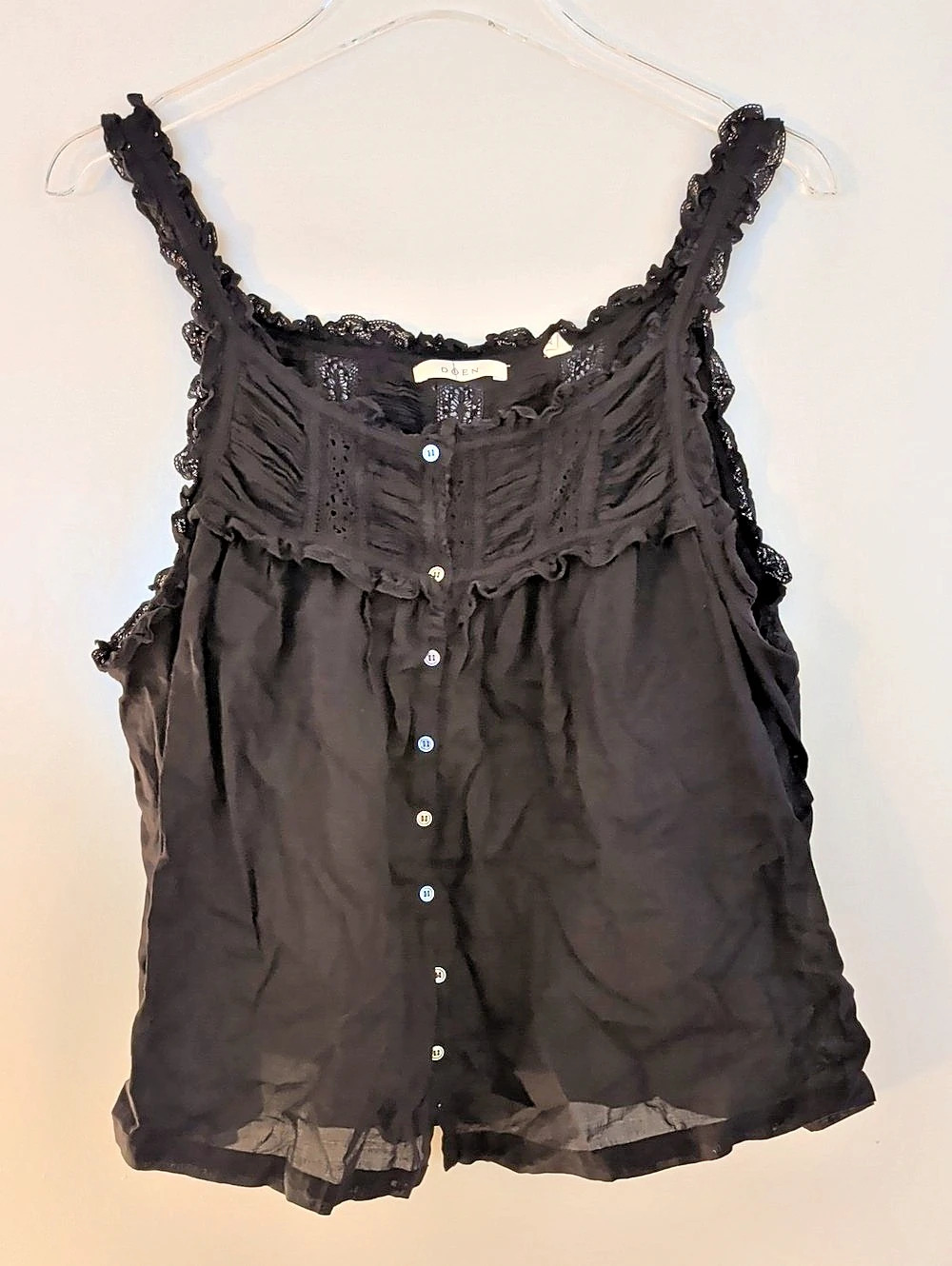 Doen Black Fidella Organic Cotton Tank Top Size XL Like New